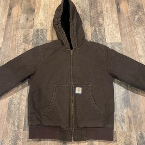 Kids Carhartt Heavy Thick Hooded Work Jacket Great Condition!!